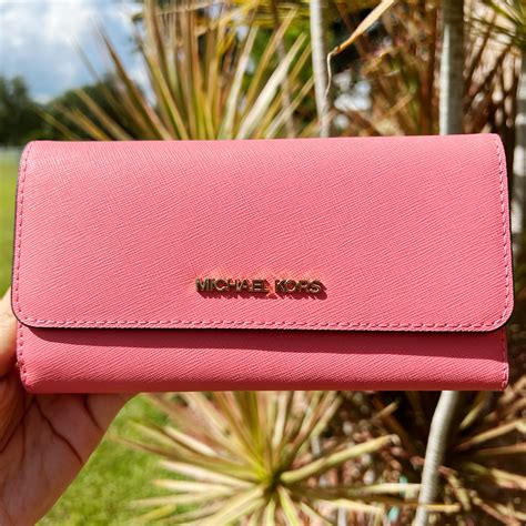 michael kors grapefruit wallet|Michael Kors Jet Set Travel Large Trifold Saffiano Leather Wallet .